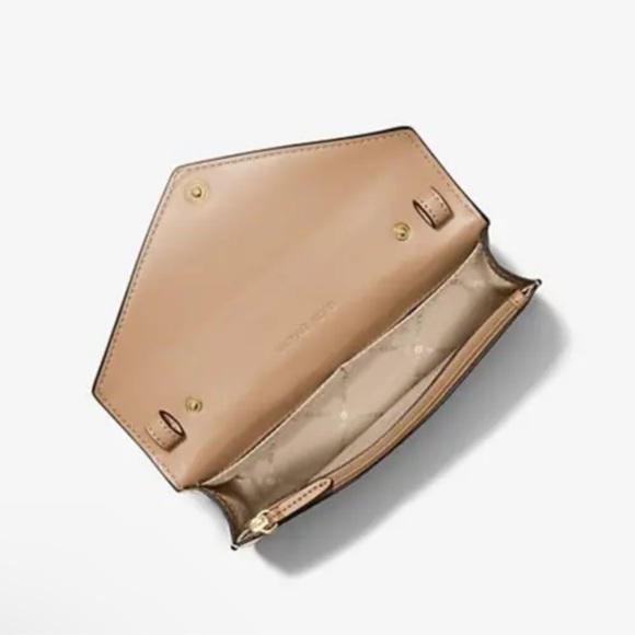 Michael Kors Jet Set Travel Small Signature Clutch Crossbody Vanilla Pale Gold - Picture 4 of 10